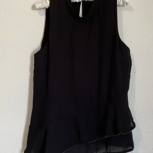 Banana Republic Elegant Black tank top. Asymmetrical with gold trim bottom.